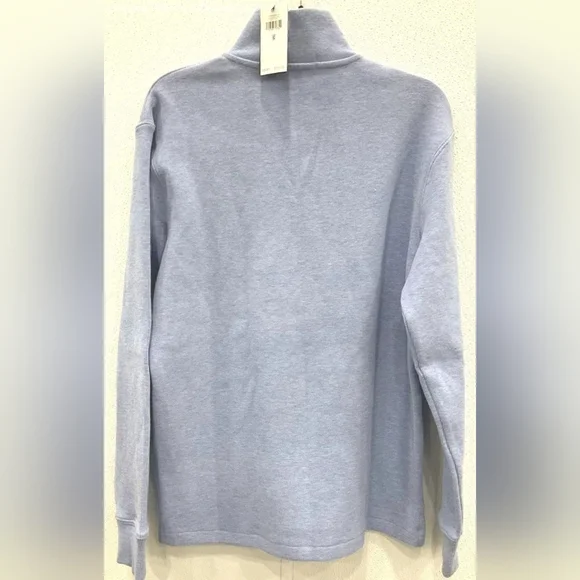 NEW Polo by Ralph Lauren Blue Gray Quarter-Zip Cotton Sweater Small